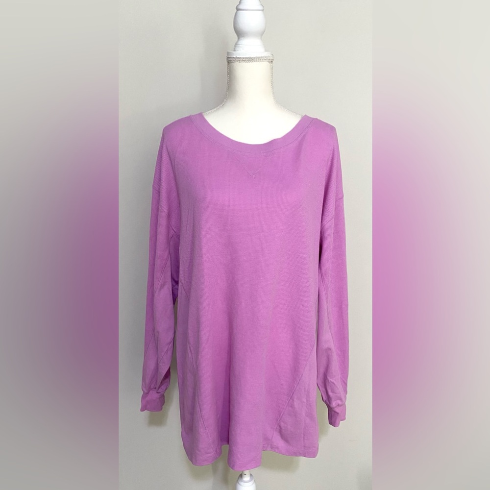 Wild Fable Womens L Purple Waffle Knit Top Boho Fall Oversized 90s Minimalism